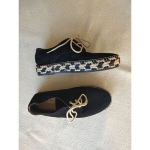 Anthropologie Women's Size 38 US 7.5 Island Breeze Black Suede Platform Sneakers